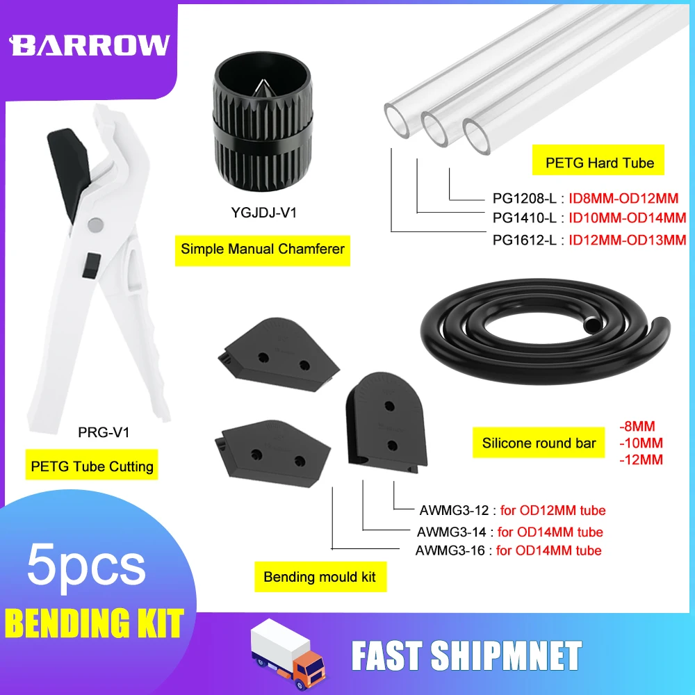 Carrinho de Mão Faça Você Mesmo od 12 14 16 mm Petg Tubo Duro de Refrigeração Água Kit de Dobra Petg Tubo Mais Cortador Molde de Dobra Barra de Silicone Chanfradura Manual