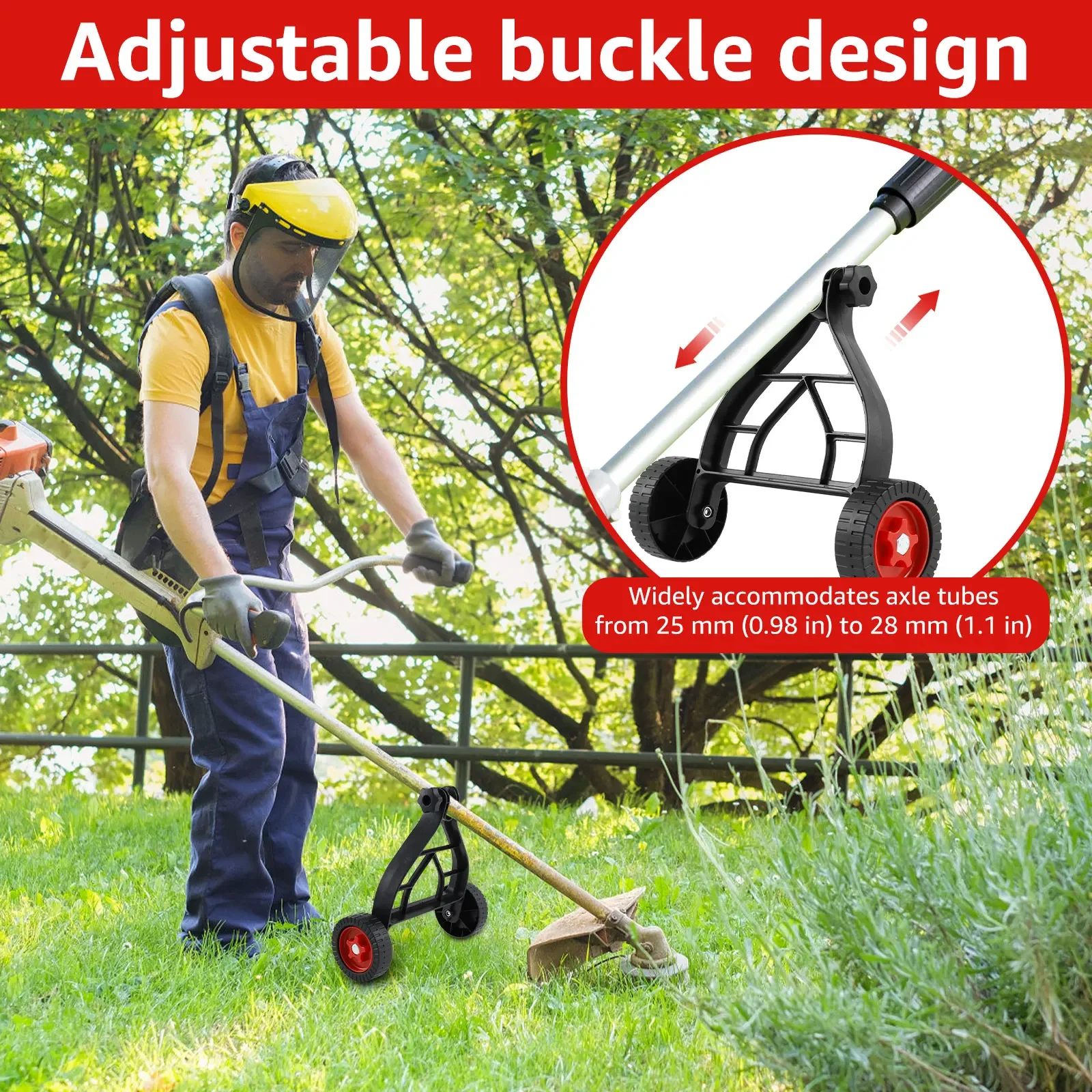 Grass Trimmer Lawn Mower Support Wheel For Weed Trimmer String Trimmer Support Wheels Attachment Wheels for Grass Eater Holder 2