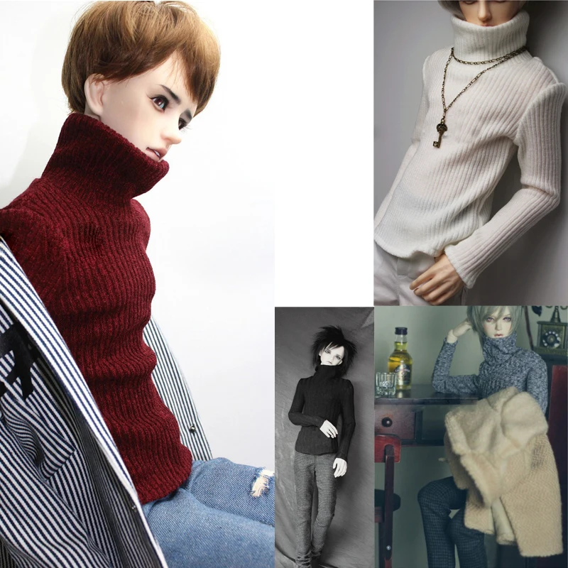 

D04-B120 children handmade toy 1/3 SD17 uncle BJD Doll clothes black white Turtleneck 1pcs