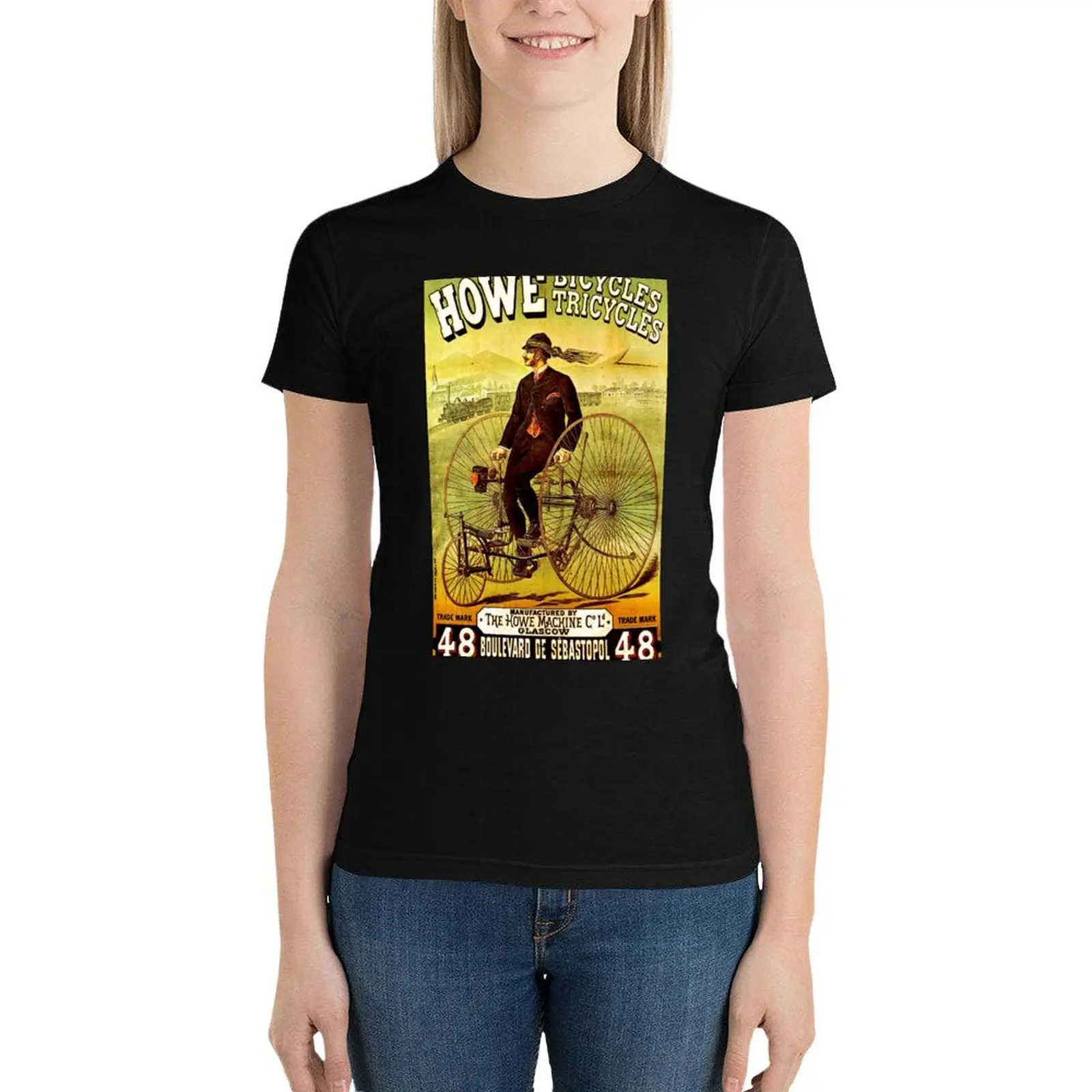 HOWE BICYCLES Vintage (1878) Advertising Print T-Shirt tops hippie clothes Woman clothes