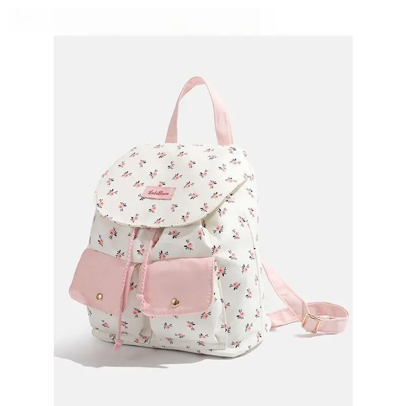 Cute Floral Canvas Backpack Women Men High Capacity School Bag for Teenagers Girls Boys Travel Hiking Casual Daypacks