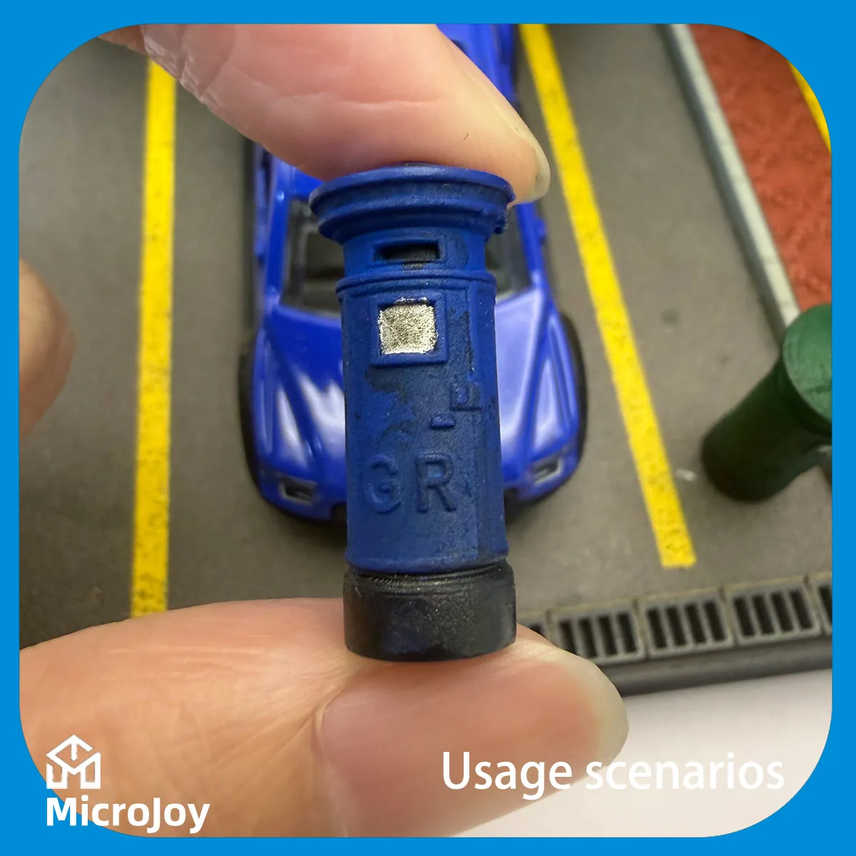 세부적인 장면: 1:64 스케일 미니어처 모델 수리 작업장, 빈티지 우편함, 미니 거리 우편함 장식품, 빈티지 장식이 있는 자동차 모델 장면