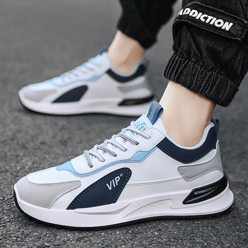Leather shoes men sneakers canvas shoes Men's leather top casual sports forrest shoes Trend breathable canvas men flat shoes