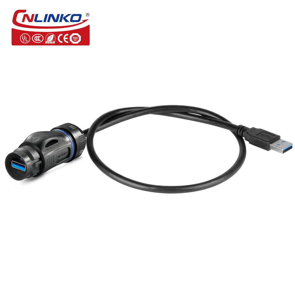 CNLINKO 산업용 장비용 방수 USB 3.0 커넥터, 견고한 연결, 내구성, 빠른 데이터 전송, M24, IP68