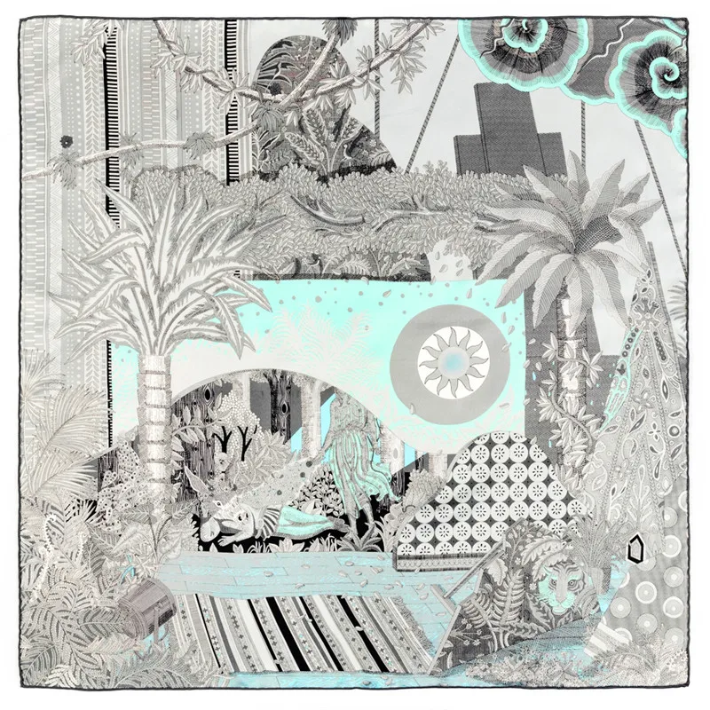 

2023 ручная работа, саржевый шелковый шарф, женские квадратные шарфы Sun World, женские шарфы Echarpes, Женская бандана, хиджаб 90 см