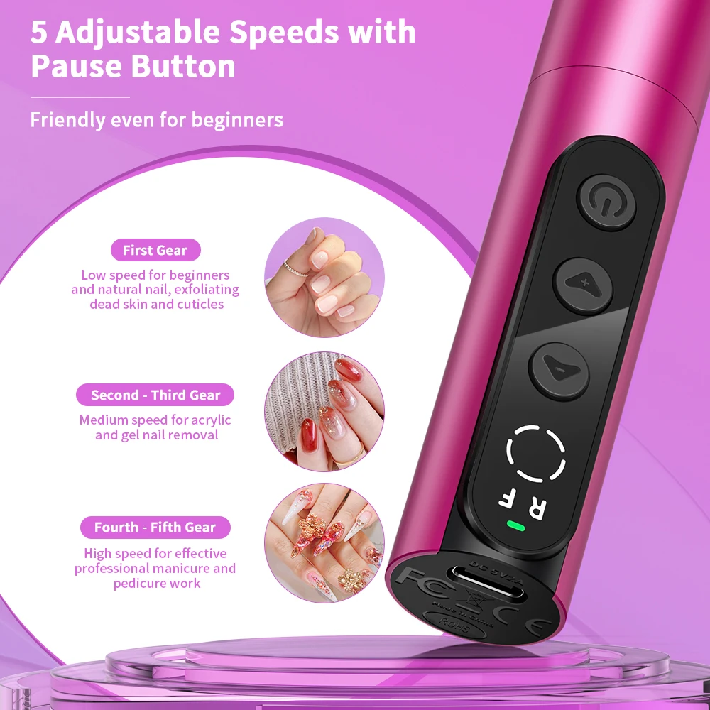 INBUTY 전문 전기 네일 샌딩기 펜, 젤 폴리싱 페디큐어, 홈 살롱 매니큐어 기계, 35000RPM