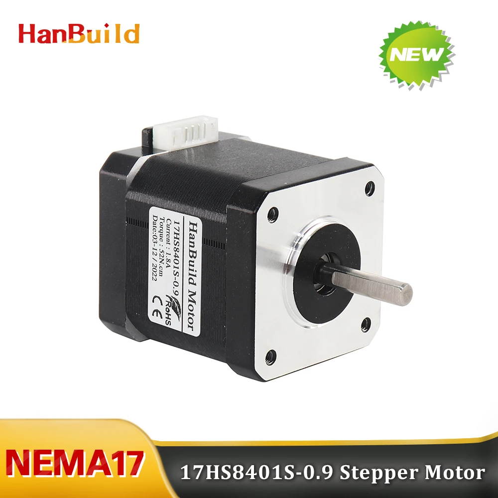 

5PCS 17HS8401S 0.9 degree 42 motor 42BYGH 1.7A 52N.CM Nema17 micro gear stepper motor 0.9 degree for 3D printer accessories