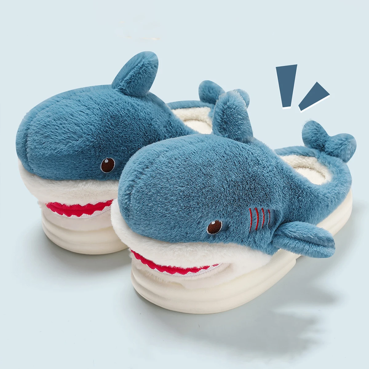 Mo Dou Cute Cartoon Shark Slippers for Women Winter Autumn Home Slippers for Men Non Slip Warm Plush Slippers for Unisex 6