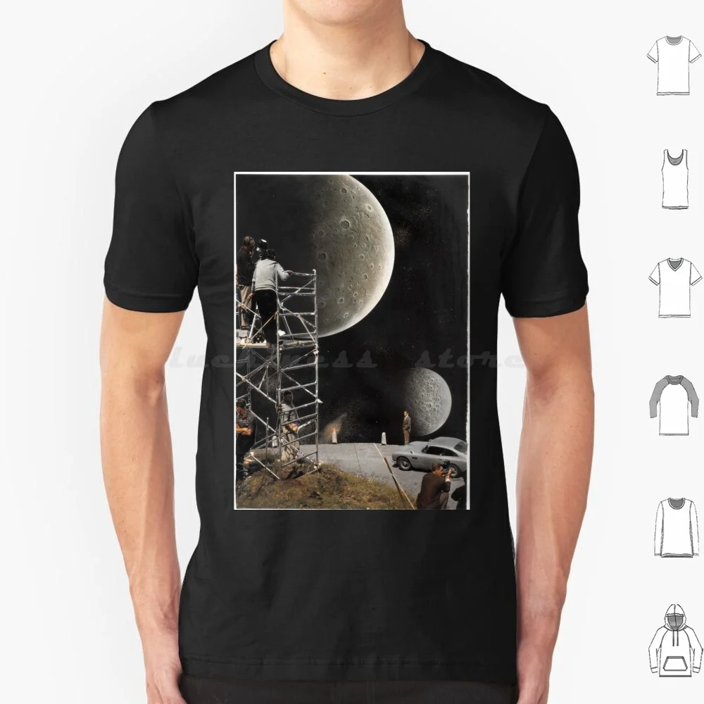 Camiseta estampada de gran tamaño, 100% algodón, Collage, Colage, arte, Colage, artista, Retro, estilo antiguo, Hipster, Tumblr, estrellas, astronauta del cielo