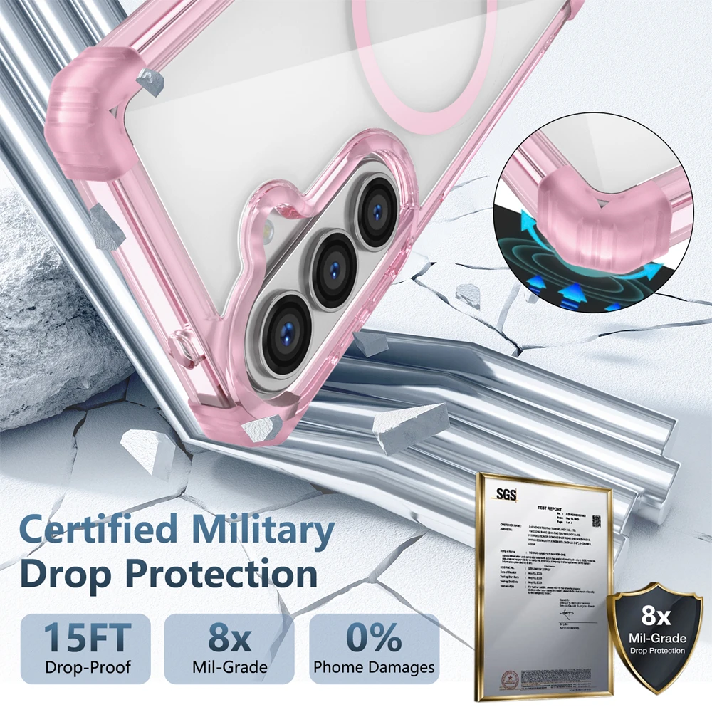 Shockproof Clear Magnetic Case with Corner Airbags and Glossy Finish