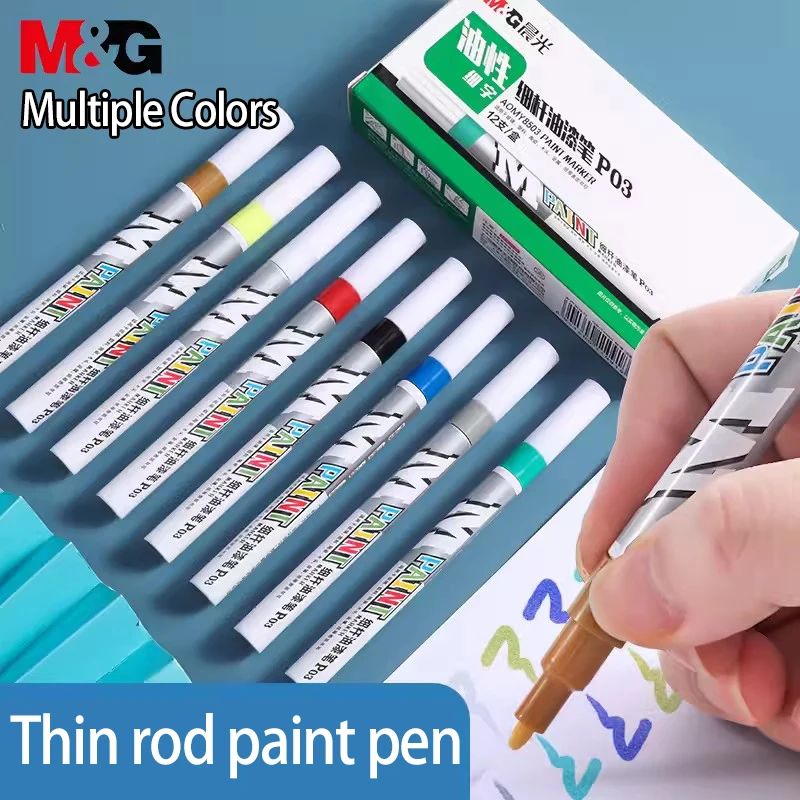 

Fine rod paint pen Metal paint pen does not fade Oil marker Black and white does not fade Graffiti tire marker Big head paint St