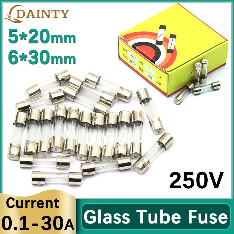 

Glass Fuse Fast Fuse 250V 0.1A 0.2A 0.5A 1A 1.5A 2A 3A 3.15A 4A 5A 6A 6.3A 7A 8A 9A 10A 12A 15A 20A 30A Quick Blow 5x20mm 6x30mm