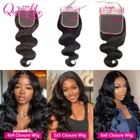 Queenlike 14-24 inch 4x4/5x5/6x6 Lace Closure 13x4 Body Wave Frontal Closure Only Brazilian 2x6 Middle Part Human Hair Closuse 2
