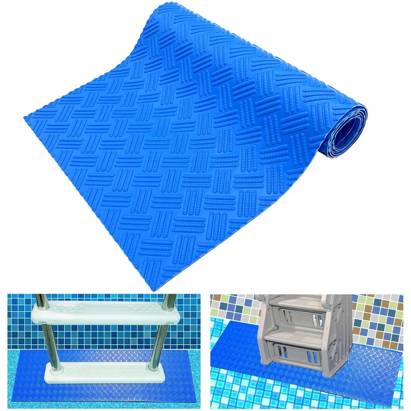 

Синий лестничный коврик для бассейна, нескользящий текстурный защитный Противоскользящий коврик для плавания