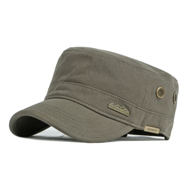 Wuaumx Vintage Military Caps For Men Army Peaked Dad Cap Flat Top Patrol Hat  Washed Cotton Solid Cadet Visor Bone Man Sun Hat - AliExpress