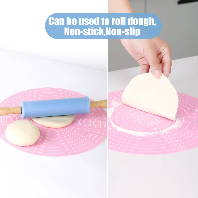 30cm Cake Turntable Mat Round Cake Baking Mat Nonslip Mat With Scale Silicone Dough Mat Pastry Pad Heat Resistant Kitchen Gadget