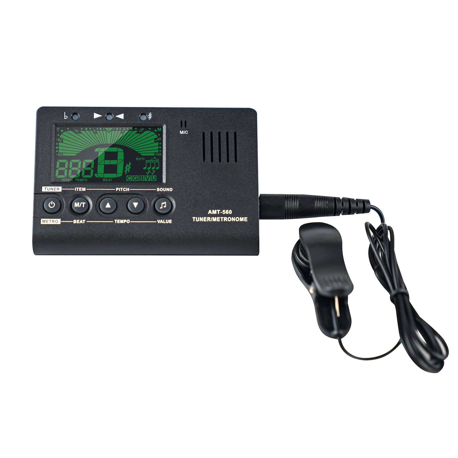 Aroma AMT-560 Electric Tuner Metronome Built-in Mic With Pickup Cable 6.3mm For Guitar Chromatic Bass Violin Ukulele Universal