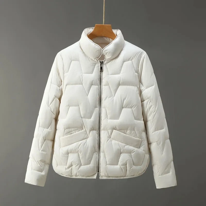 

Новинка 2022, Зимняя женская стеганая куртка, женская короткая стильная простая модная стеганая куртка с воротником-стойкой, повседневная женская верхняя одежда