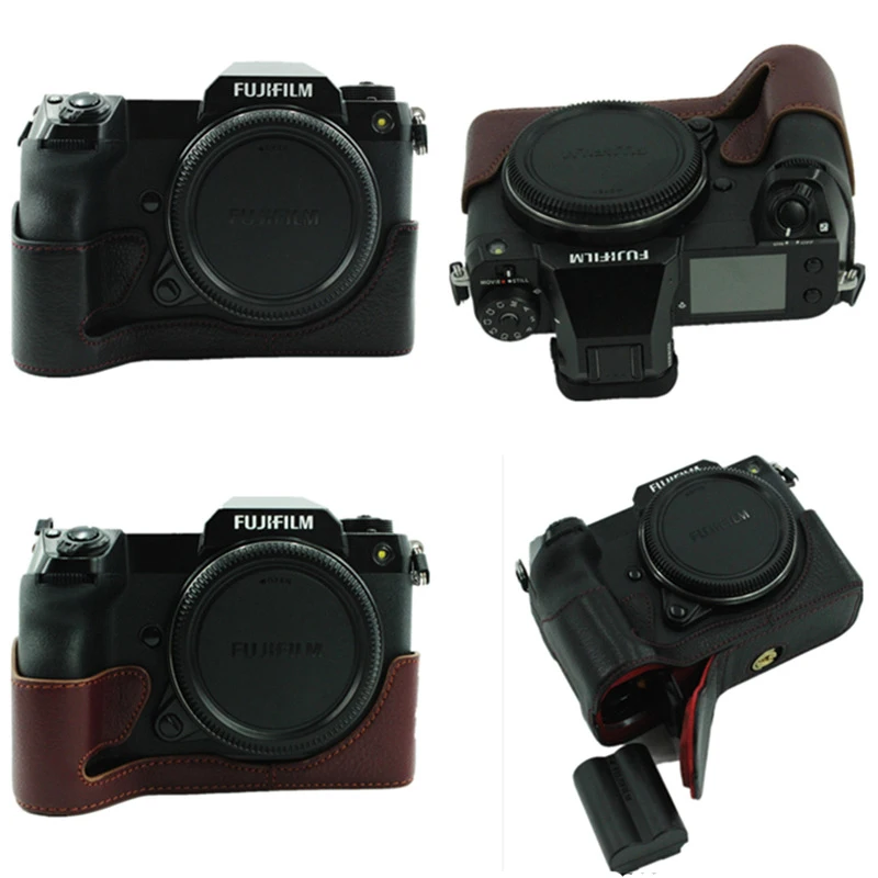 Custodia In Vera Pelle Custodia Per Fotocamera Protezione Per Base A Metà Corpo Per Fujifilm Gfx100S Gfx50S Ii Gfx50Ii Copertura Inferiore Con Apertur