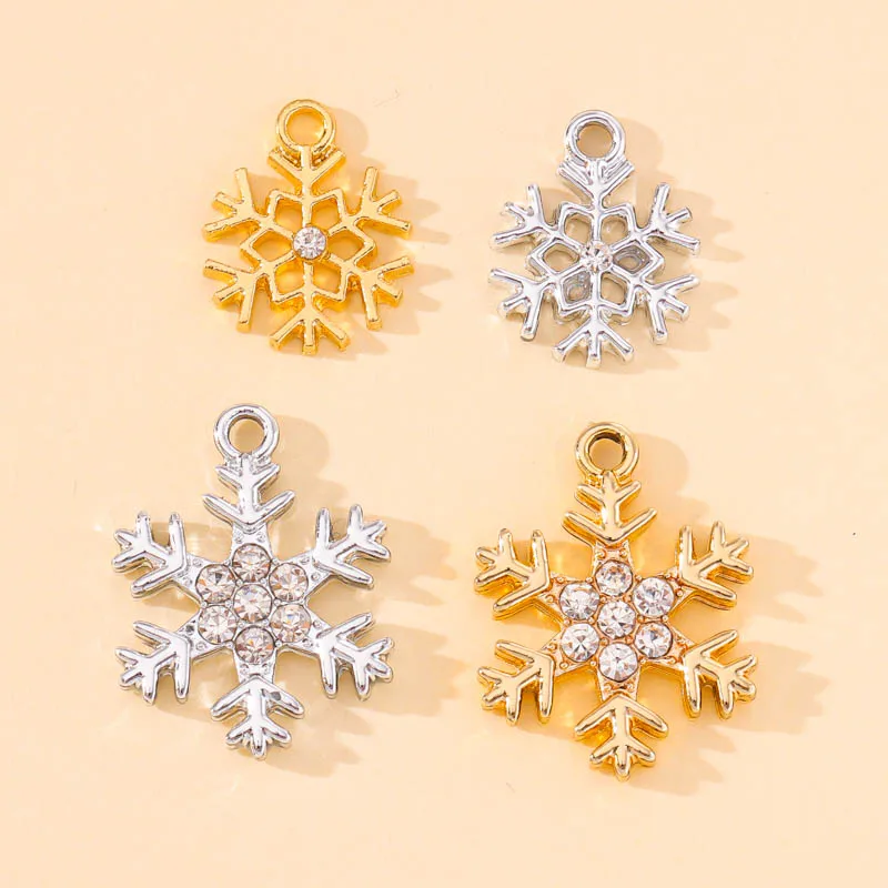 10Pcs Mixed Charms Zirkon Weihnachten Schneeflocke Halskette Anhänger Für Frauen Mode Glänzende Kristall DIY Schmuck Machen Ohrring Geschenk – Detail 3