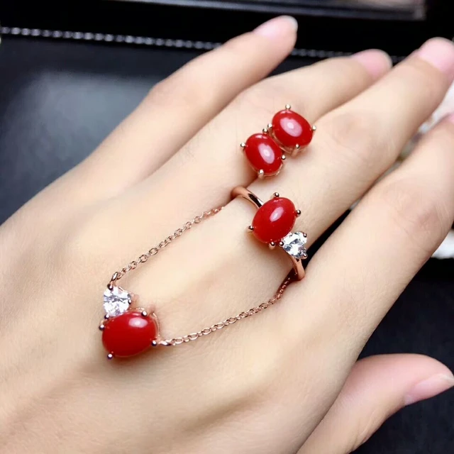 Natural Red Coral Ring and Natural White Baroque Pearl. Multiple Stone Ring.  - Etsy