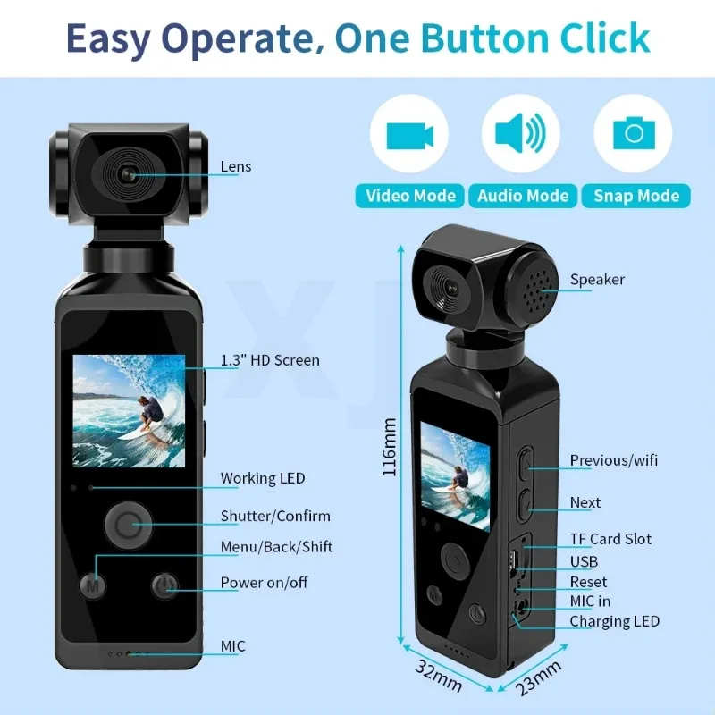 4K Ultra HD Rotatable Pocket Camera 5