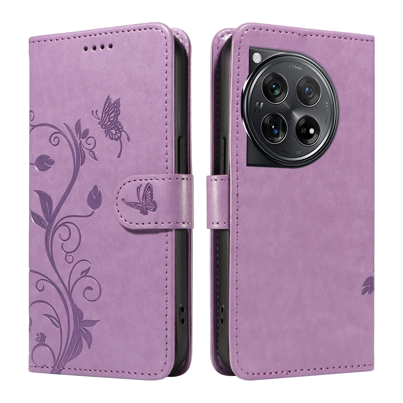 Butterfly Flower Vine Magnetic Buckle Leather Flip Wallet Phone Case