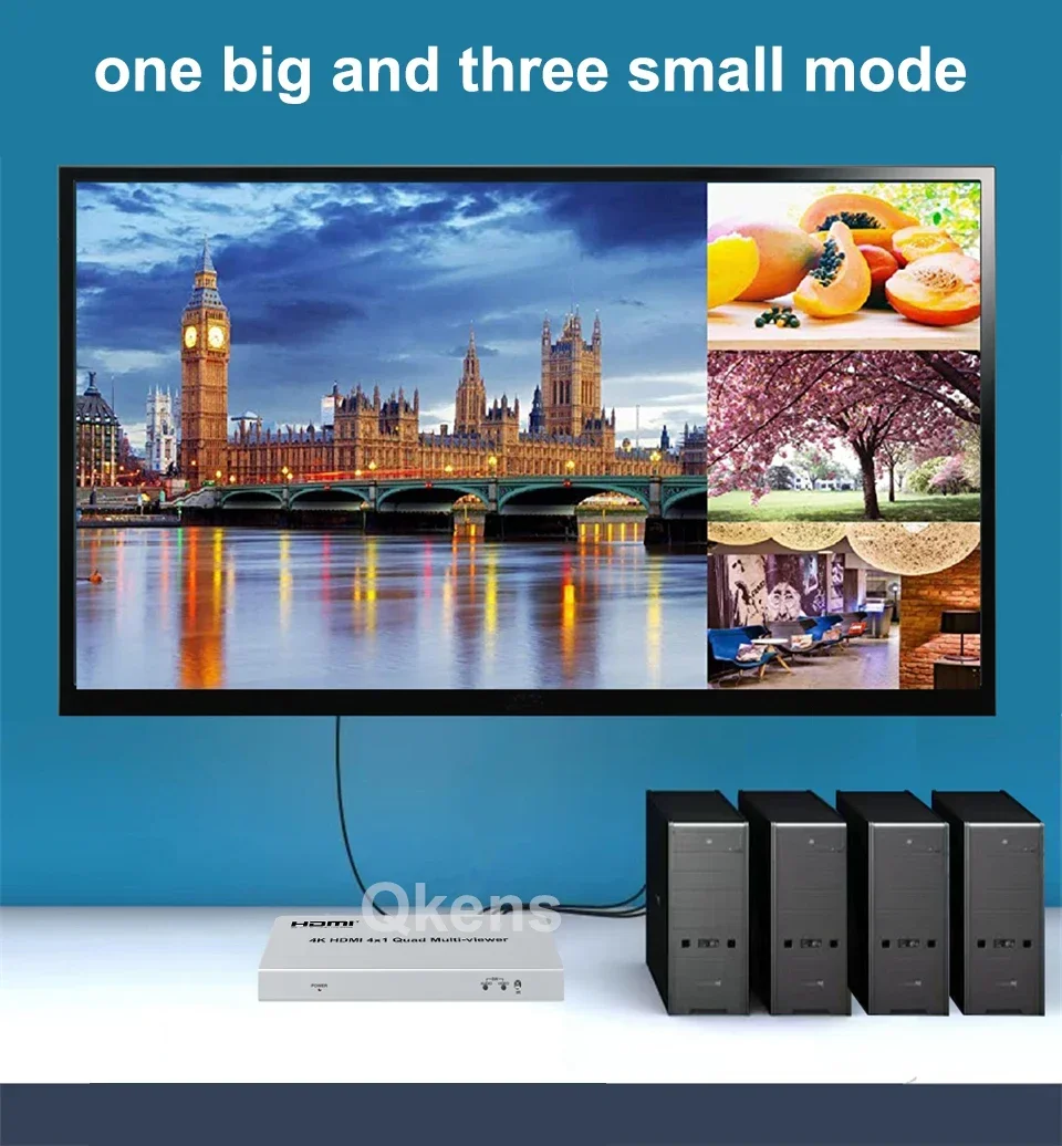 4K 4x1 HDMI 쿼드 멀티뷰어 멀티 스크린 분할 시그먼테이션 심리스 스위처 4채널 비디오 멀티플렉서 좌우 듀얼 디스플레이
