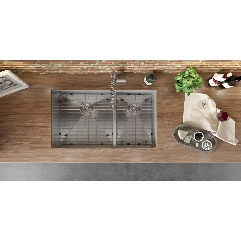 Ruvati 36-inch Low-Divide Undermount 60/40 Double Bowl 16 Gauge Stainless Steel Kitchen Sink - RVH7417 5