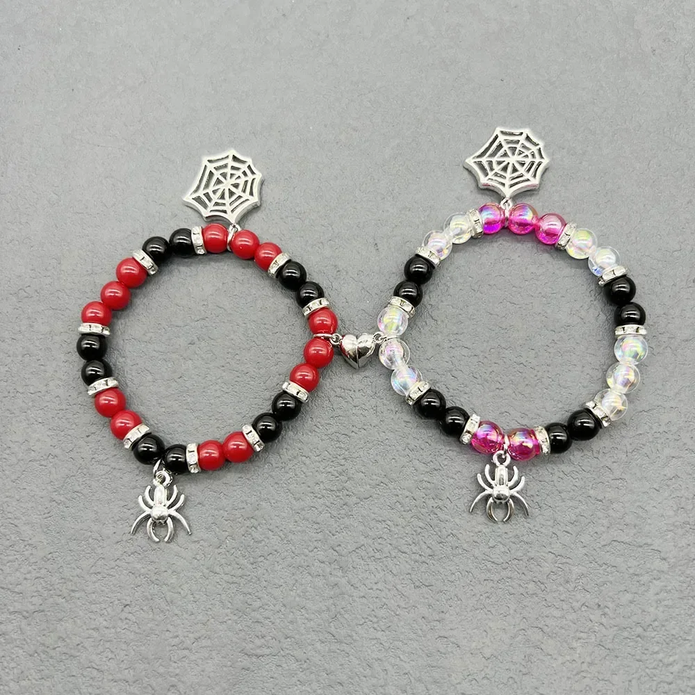 Passende Spinnen-Freundschaftsarmbänder für Paare, Spinnen-Charm-Armbänder, magnetische Freundschaftsarmbänder für 2 Halloween-Armbänder