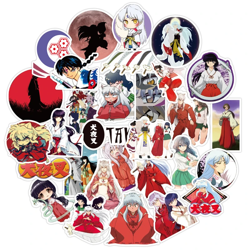 

Bandai Cartoon Anime Kawaii Inuyasha Stickers for Laptop Suitcase Stationery Waterproof Decals Album Graffiti Kids Toys Gifts