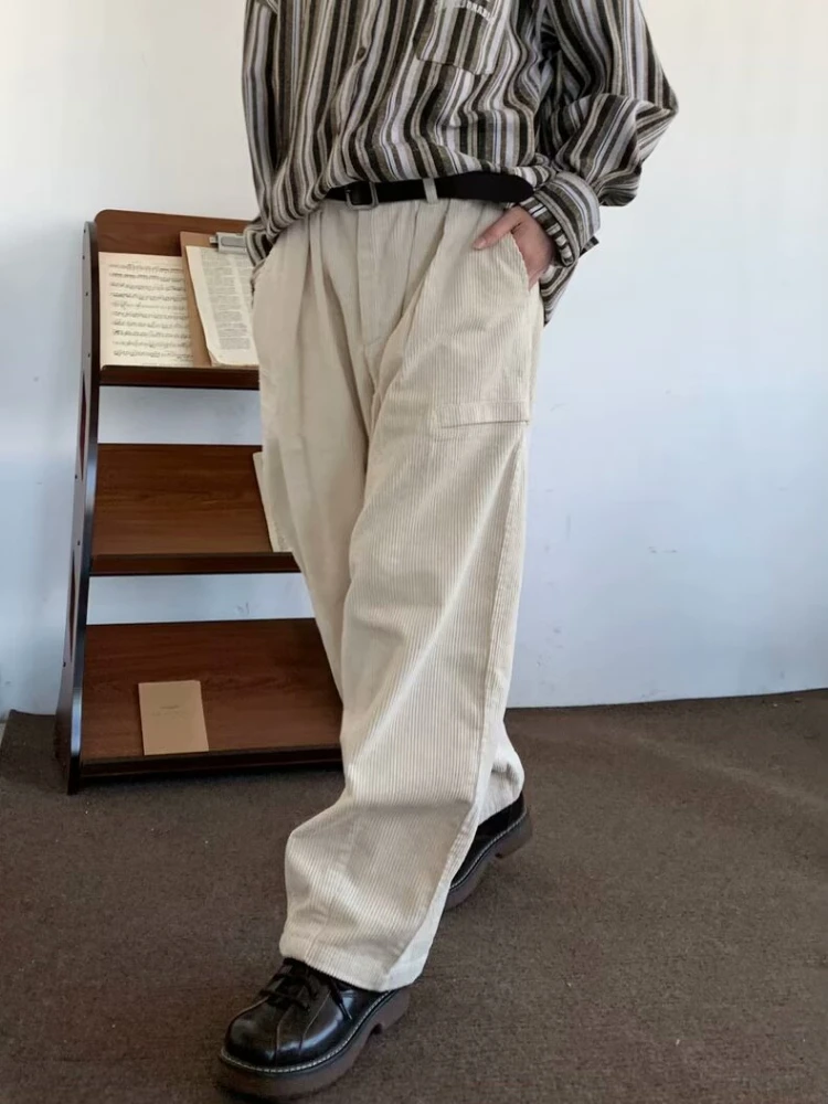 Vintage Corduroy Wide Leg Pants for Men Women men cargo pants wide leg pants
