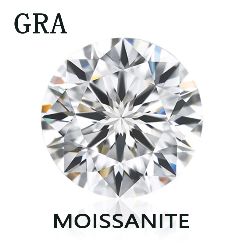 0.1ct-10ct Lab Grown Moissanite Stone Diamond Real D Color Moissanite Round Brilliant Cut 3EX GRA Certification Loose Gemstones