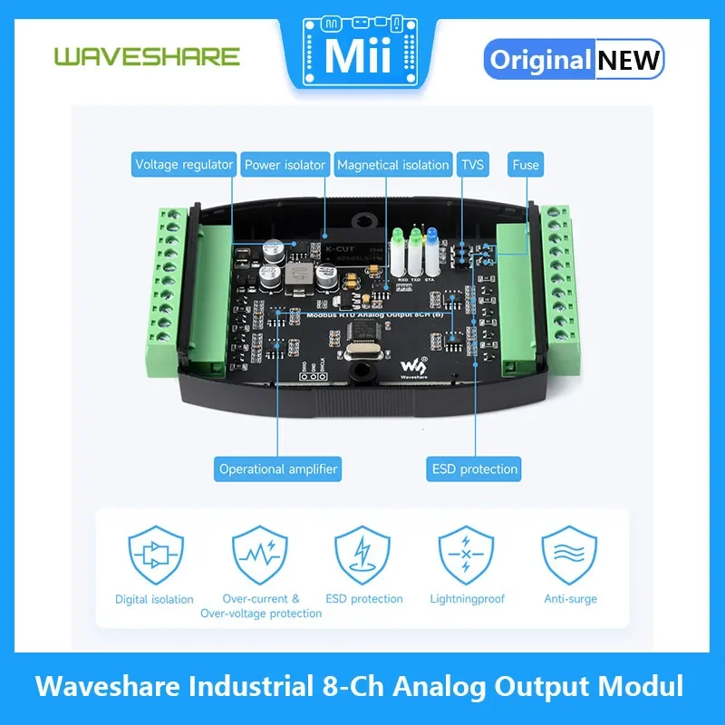 Waveshare  Ƴα  , 12 Ʈ DA ȯ, 8 ä   Ǵ   7-36V 
