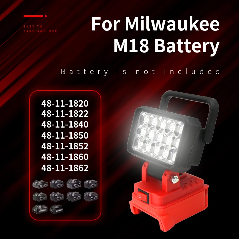 LED Light Fit Milwaukee Battery M18 Portable Spotlight Cordless Outdoor Work Fishing