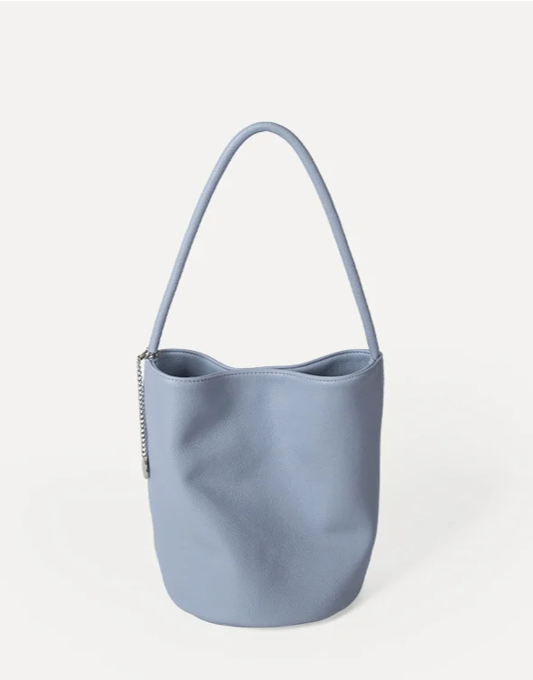 Shoulder Bucket Bag In Soft Leather Large Capacity Handbag_voghion.com