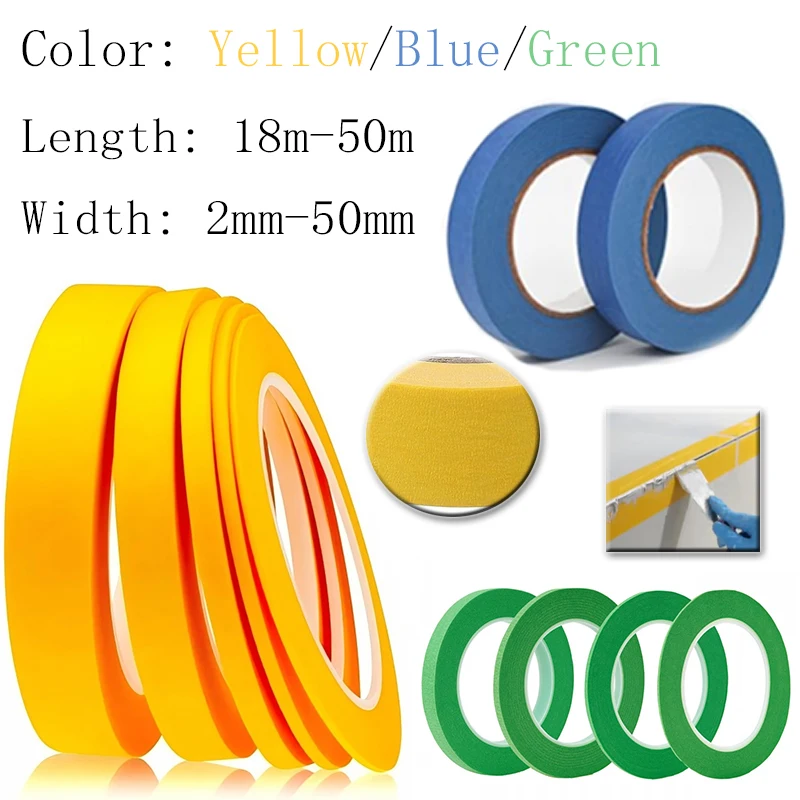 Yellow Textured No-Residue Masking Tape for Crafts and Decor, 2-50mm Width