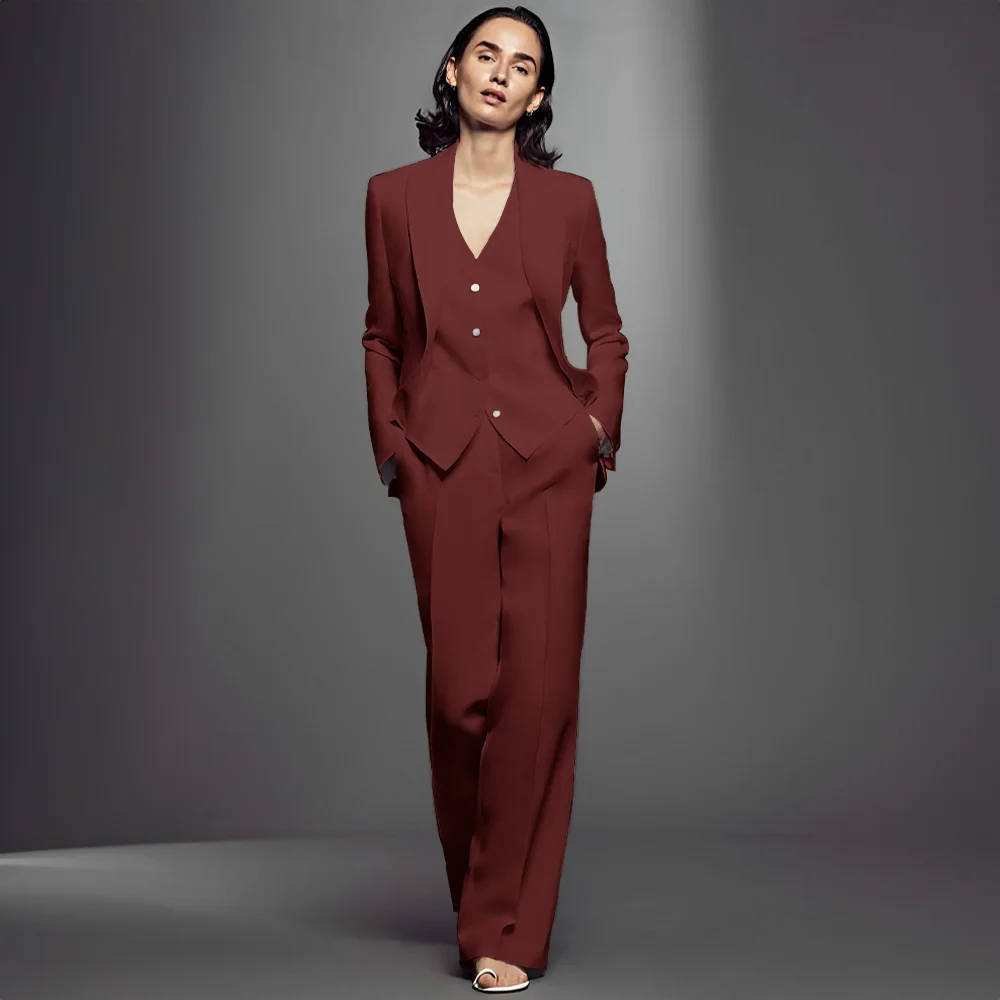 Stylish 3-Piece Women's Office Workwear Set: Slim Suit with Trousers, Vest, and Jacket - Ideal for Formal Events