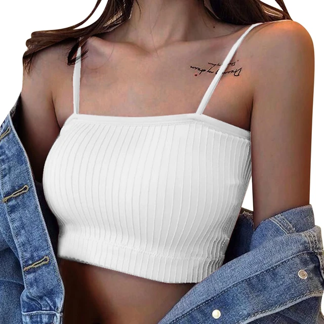 White Knitted Tank Tops Crop Tops Women T-shirt Sexy Sleeveless Camisole  Woman Stretch Ribbed Tank Top Ladies Tee Tube Tops - Camisoles & Tanks -  AliExpress