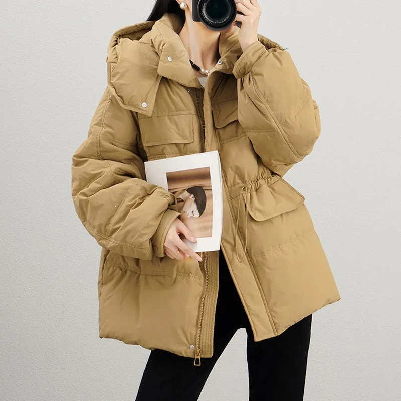 2023 New Women Down Jacket Winter Coat Female Short Parkas Loose Thick Warm Outwear Hooded Leisure Time Versatile Overcoat