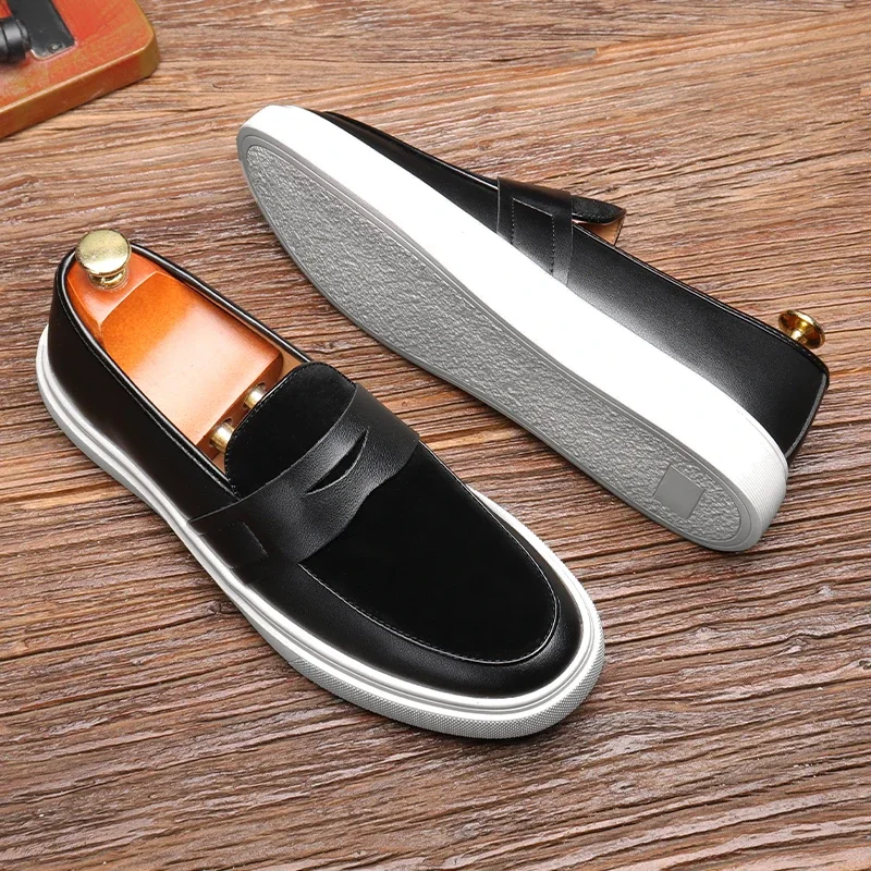 Luxury Men's Casual Slip-on Leather Shoes Men Classic British Style Penny Loafers Mens Outdoor Moccasins Driving Flats 2