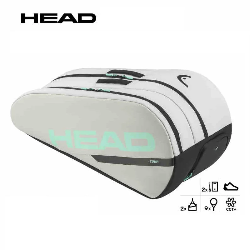 HEAD Tour Black Large Capacity for 4-5 Rackets Shoulder Tennis Sports Racket Bag Court Bag Without Shoes Compartment Tennis
