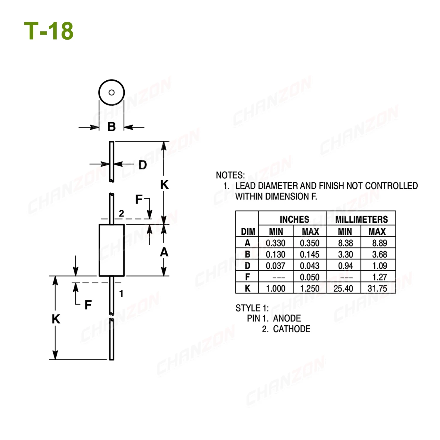 5.1V 5.6V 6.8V 12V 24V, 5W, 1N5338B