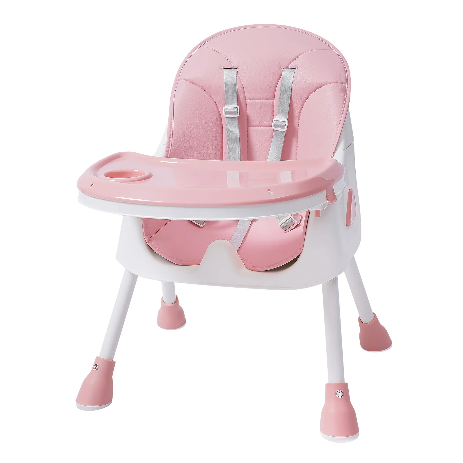 2-in-1 klappbarer Baby-Esszimmerstuhl mit Besteck, rosa Kinder-Hochstuhl für Babys, faltbarer Esszimmerstuhl mit Höhenverstellung für Zuhause – Detail 6