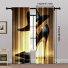 2pcs, Curtains 2D print Modern high heels Machine Washable (without rod) Thermal Insulation, and Room Darkening Functions Ldeal 5