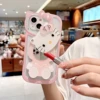 Sanrio-funda de Hello Kitty Kawaii KT Head Mirror para iPhone, 15 14 13 Pro Max 11 12 13 Pro XR XS MAX 7 8 Plus Girl Y2K