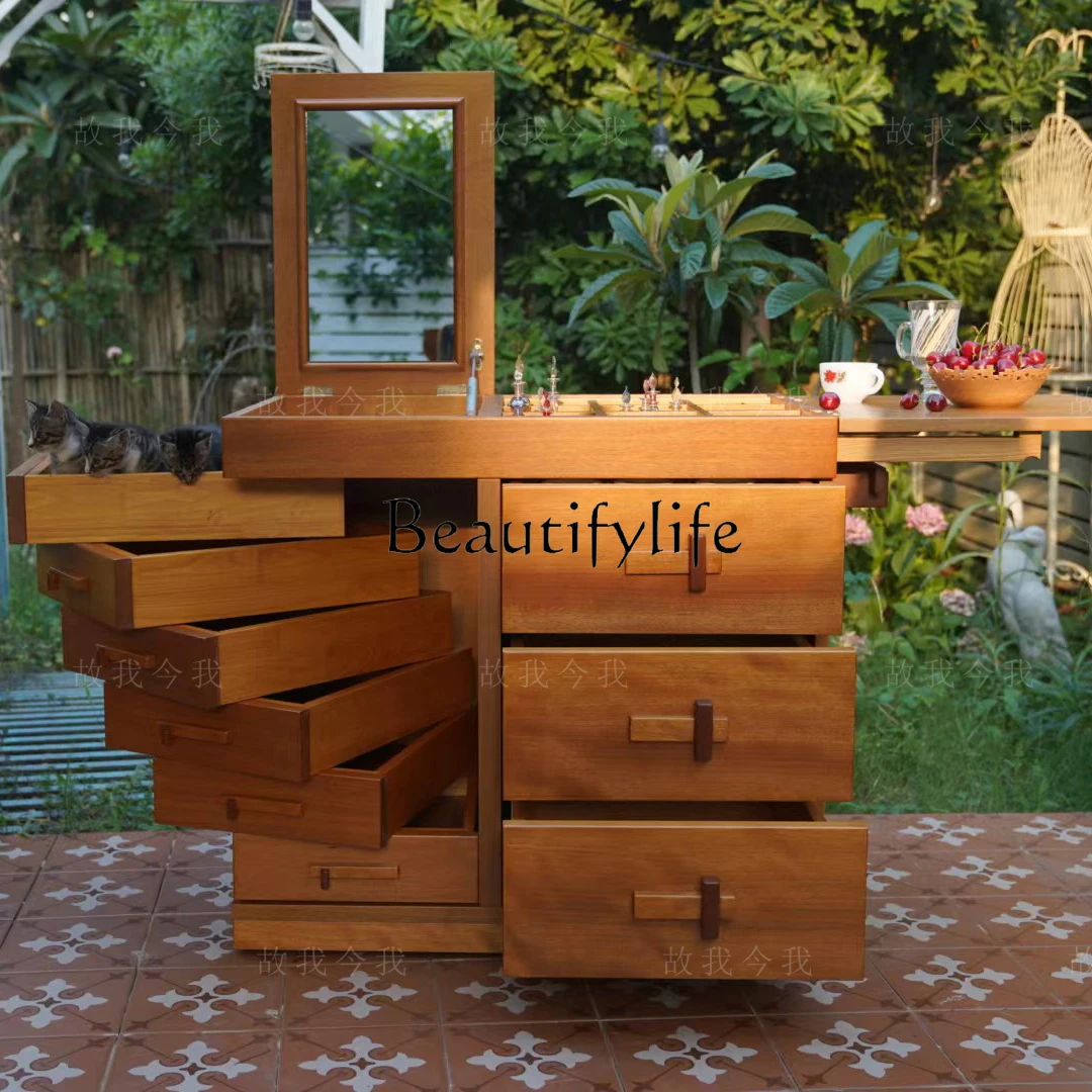

Multifunctional Storage Cart Removable Retro Makeup Table