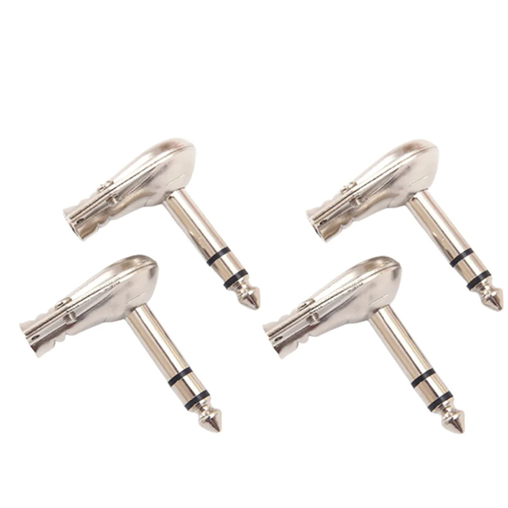 

4Pcs 6.35mm 1/4Inch Stereo TRS Right /Angle Guitar Plug Flat Male Audio Connector/ Right Angle Jack Connectors For /Microphones