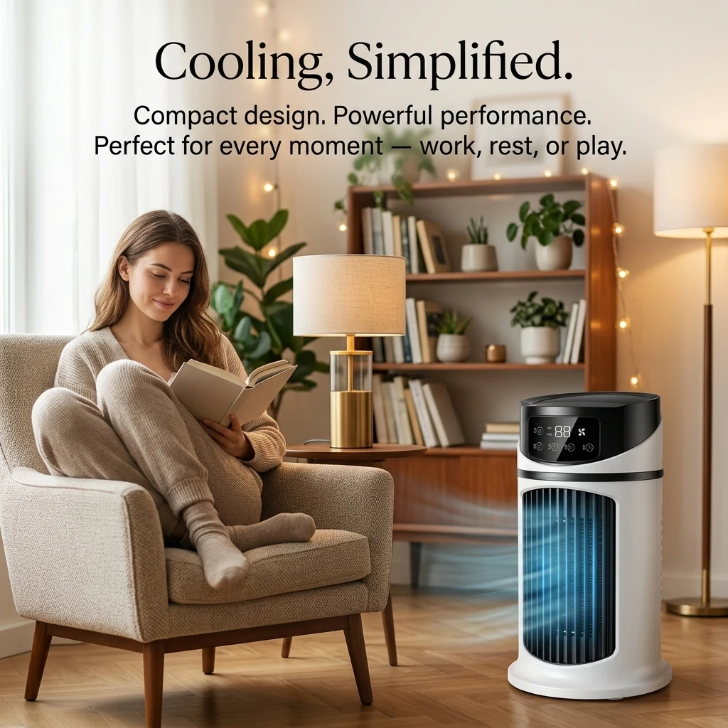 6-Speed Quiet Evaporative Air Cooler, Portable Desktop Cooling Fan with Humidification, Personal Air Conditioner for Home Office 6