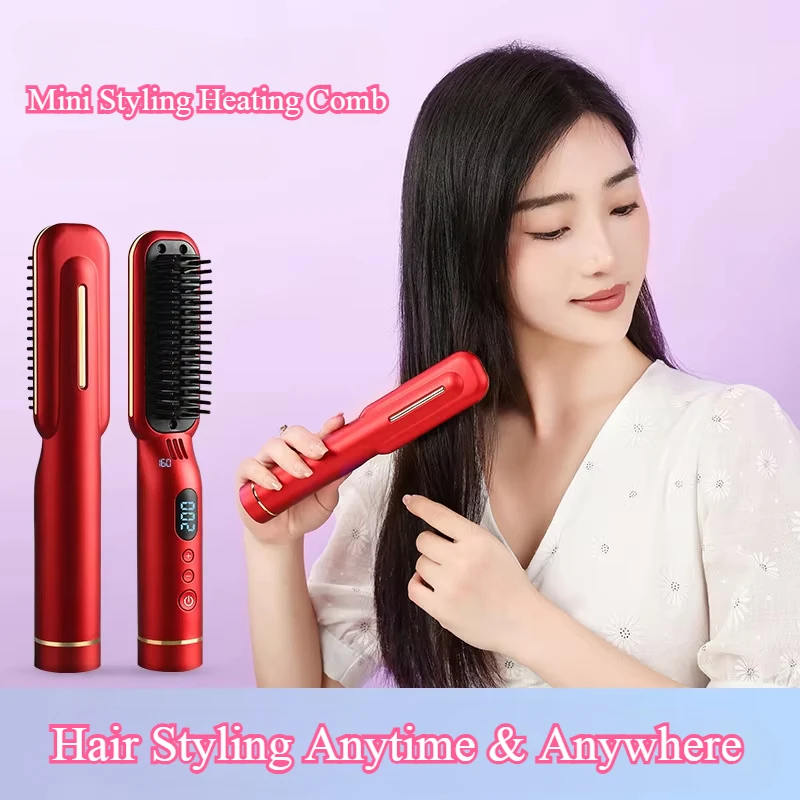 Wireless Hair Styler Negative Ion Hair Straightener Comb Curling